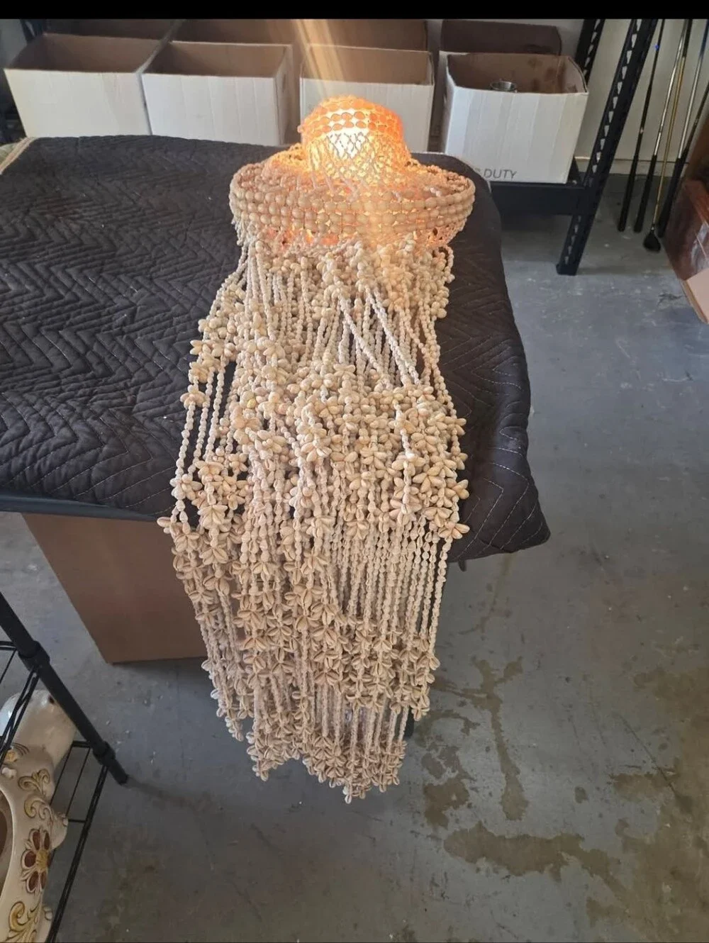 Handmade Shell Beaded Pendant Light - Natural Cream